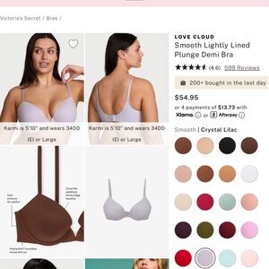 Victoria's Secret Smooth Lightly Lined Plunge Demi Bra Push Up